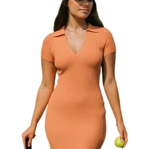 Salmon Ribbed Knit Dress Abercrombie and Fitch XL *Pre-Loved* CUTE 🥰